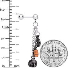 Load image into Gallery viewer, 16G 1/4 Clear Gem Halloween Pumpkin Dangle Cartilage Earring
