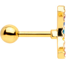 Load image into Gallery viewer, 16G 1`/4 Red Blue Gem Gold Tone Rainbow Arc Cartilage Tragus
