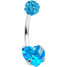 将图片加载到图库查看器，Blue CZ Gem Disco Ball Heart Belly Ring
