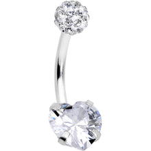 Load image into Gallery viewer, Clear CZ Gem Disco Ball Heart Belly Ring

