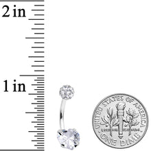 Load image into Gallery viewer, Clear CZ Gem Disco Ball Heart Belly Ring
