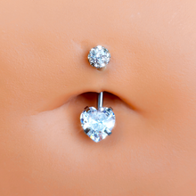 Load image into Gallery viewer, Clear CZ Gem Disco Ball Heart Belly Ring
