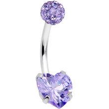 Load image into Gallery viewer, Purple CZ Gem Disco Ball Heart Belly Ring
