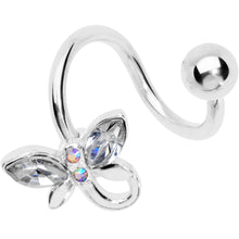 将图片加载到图库查看器，Clear Aurora Gem Loop Butterfly Spiral Twister Belly Ring
