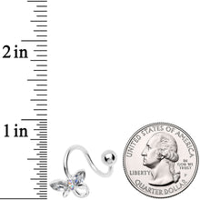 将图片加载到图库查看器，Clear Aurora Gem Loop Butterfly Spiral Twister Belly Ring
