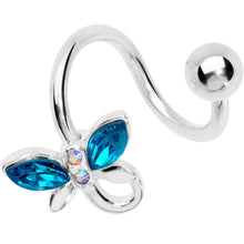 将图片加载到图库查看器，Aqua Aurora Gem Loop Butterfly Spiral Twister Belly Ring
