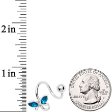 将图片加载到图库查看器，Aqua Aurora Gem Loop Butterfly Spiral Twister Belly Ring
