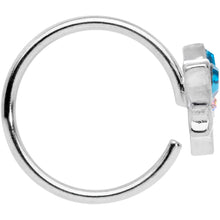 将图片加载到图库查看器，18G 3/8 Aqua Aurora Gem Loop Butterfly Nose Hoop
