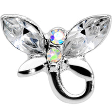将图片加载到图库查看器，16G 1/4 Clear Aurora Gem Loop Butterfly Cartilage Tragus Earring
