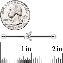 Load image into Gallery viewer, 14G Clear Aurora Gem Loop Butterfly Industrial Barbell 38mm
