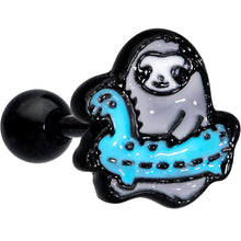 Load image into Gallery viewer, 16G 1/4 Black Swimming Sloth Cartilage Tragus Earring
