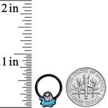 Load image into Gallery viewer, 16G 3/8 Black Swimming Sloth Hinged Segment Ring
