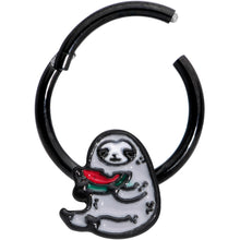 将图片加载到图库查看器，16G 3/8 Black Watermelon Sloth Hinged Segment Ring
