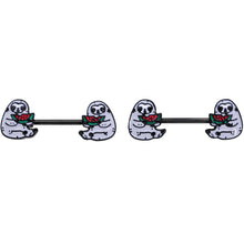 Load image into Gallery viewer, 14G 9/16 Black Watermelon Sloth Barbell Nipple Ring Set
