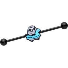 Load image into Gallery viewer, 14G Black Swimming Sloth Industrial Barbell 38mm
