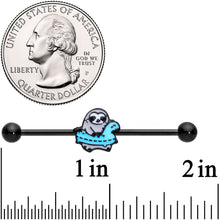 Load image into Gallery viewer, 14G Black Swimming Sloth Industrial Barbell 38mm
