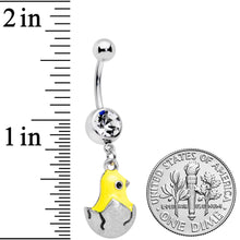 Load image into Gallery viewer, Clear Gem Hatching Easter Chick Dangle Belly Ring
