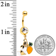 将图片加载到图库查看器，Clear Gem Gold Tone Carrot Bunny Dangle Belly Ring
