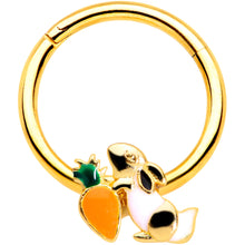 将图片加载到图库查看器，16G 3/8 Gold Tone Bunny Rabbit Carrot Easter Hinged Segment Ring
