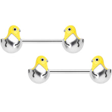 将图片加载到图库查看器，14G 9/16 Hatching Easter Chick Barbell Nipple Ring Set
