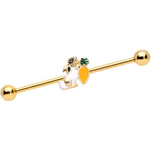 Load image into Gallery viewer, 14G Gold Tone Carrot Bunny Industrial Barbell 38mm
