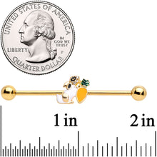Load image into Gallery viewer, 14G Gold Tone Carrot Bunny Industrial Barbell 38mm
