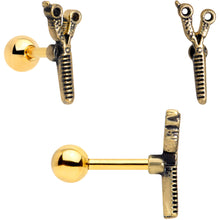 Load image into Gallery viewer, 16G 1/4 Black Gold Tone Scissors Hair Cartilage Tragus Set of 3
