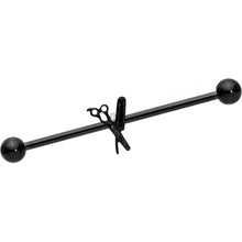 Load image into Gallery viewer, 14G Black Scissors Comb Industrial Barbell 38mm
