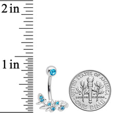 将图片加载到图库查看器，Aqua Gem Leaf Branch Belly Ring
