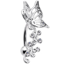 将图片加载到图库查看器，Clear Gem Butterfly Flower Garland Top Mount Belly Ring
