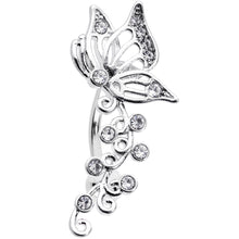 将图片加载到图库查看器，Clear Gem Butterfly Flower Garland Top Mount Belly Ring
