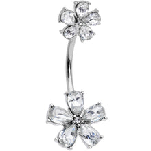 Load image into Gallery viewer, Clear Gem Fabulous Flowers Double Mount Belly Ring
