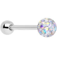 Load image into Gallery viewer, Aurora Gem Disco Ball Internally Threaded Barbell Tongue Ring
