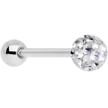 Load image into Gallery viewer, Clear Gem Disco Ball Internally Threaded Barbell Tongue Ring
