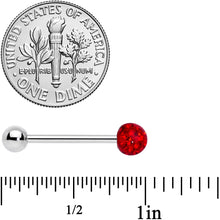 Load image into Gallery viewer, Red Gem Disco Ball Internally Threaded Barbell Tongue Ring
