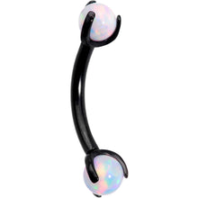 Load image into Gallery viewer, 16G 5/16 White Synthetic Opal Black Internal Thread Eyebrow Ring
