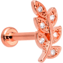 Load image into Gallery viewer, 16G 5/16 Color CZ Gem Rose Gold Tone Leaf Internal Thread Labret
