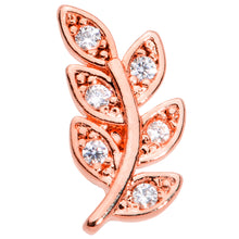 Load image into Gallery viewer, 16G 5/16 Color CZ Gem Rose Gold Tone Leaf Internal Thread Labret
