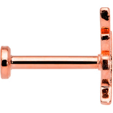 Load image into Gallery viewer, 16G 5/16 Color CZ Gem Rose Gold Tone Leaf Internal Thread Labret
