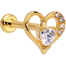 Load image into Gallery viewer, 16G 5/16 Clear CZ Gem Gold Tone Heart Internally Threaded Labret
