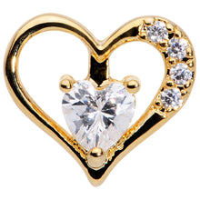 Load image into Gallery viewer, 16G 5/16 Clear CZ Gem Gold Tone Heart Internally Threaded Labret
