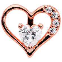 将图片加载到图库查看器，16G 5/16 Clear CZ Gem Rose Gold Hue Heart Internal Thread Labret
