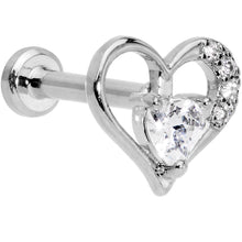 Load image into Gallery viewer, 16G 5/16 Clear CZ Gem Airy Heart Internally Threaded Labret
