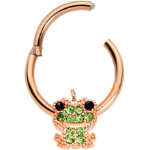 Load image into Gallery viewer, 16G 3/8 Green Gem Rose Gold Tone Royal Frog Hinged Segment Ring
