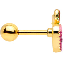 Load image into Gallery viewer, 16G 1/4 Purple Pink Gem Gold Tone Cherry Apple Cartilage Tragus
