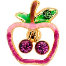 Load image into Gallery viewer, 16G 5/16 Purple Pink Gem Gold Tone Cherry Apple Labret Tragus
