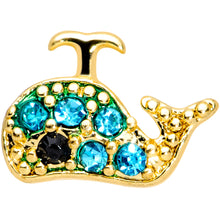 Load image into Gallery viewer, 16G 5/16 Aqua Gem Gold Tone Water Whale Labret Monroe Tragus
