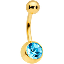将图片加载到图库查看器，Aqua Gem Gold Tone Flower Pearly Belly Ring Set of 3
