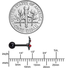 Load image into Gallery viewer, 16G 1/4 Red Gem Black Skeleton Hand Halloween Cartilage Tragus
