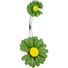 Load image into Gallery viewer, Green Double Flower Double Mount Belly Ring
